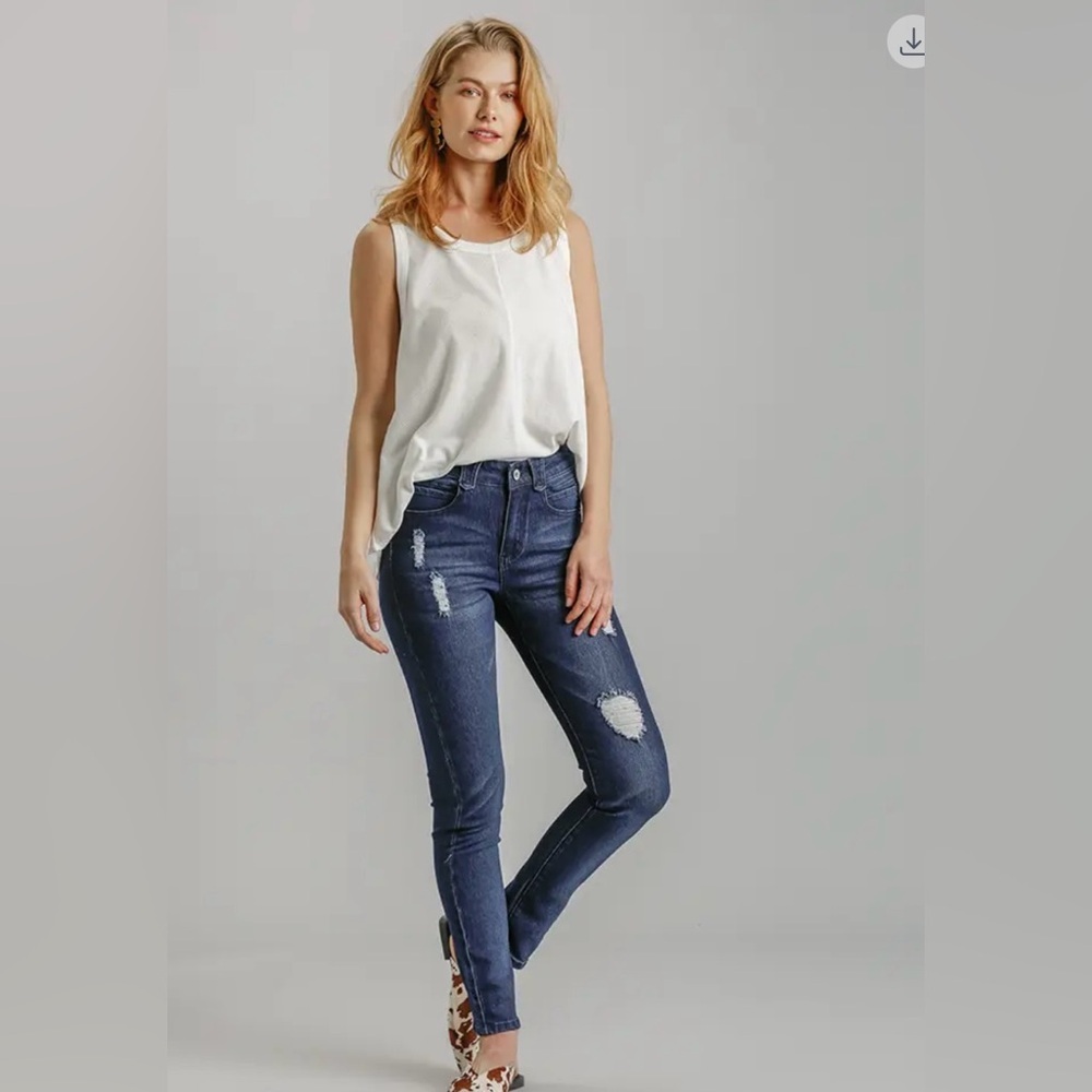 🥰New Umgee Distressed Detailed Stretch Denim Skinny Jeans